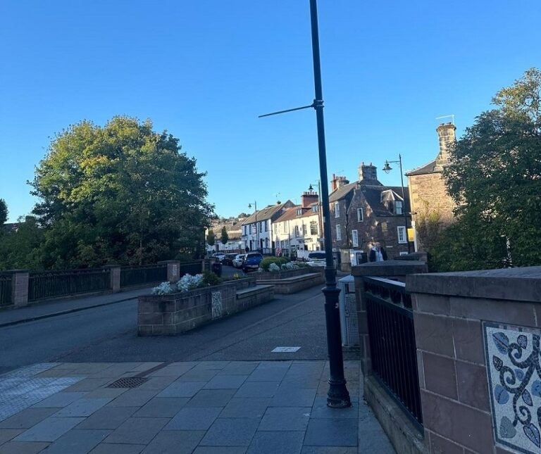 Professional multi-storey scaffolding tower erected by RCR Scaffolding Solutions on a large Victorian villa in Dunblane, FK15, providing safe roof and chimney access in South Perthshire with 40 years of family-run expertise.