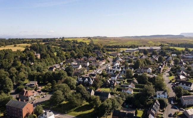 Professional multi-level domestic scaffolding tower by RCR Scaffolding Solutions on a traditional stone house in Balfron, G63, providing safe roof access in West Stirlingshire with 40 years of family-run expertise.