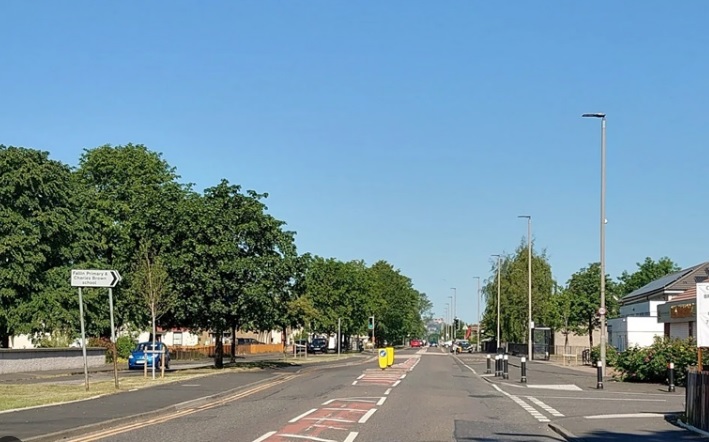 Premium multi-level domestic scaffolding tower erected by RCR Scaffolding Solutions on a traditional brick house in Fallin, FK7, providing safe access for multi-storey chimney restoration with 40 years of local experience and CISRS qualified safety.